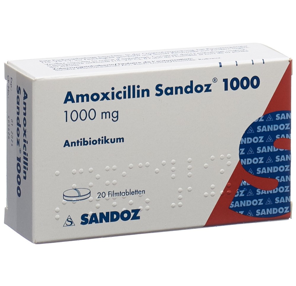 AMOXICILLINE Sandoz cpr pell 1000 mg 20 pce