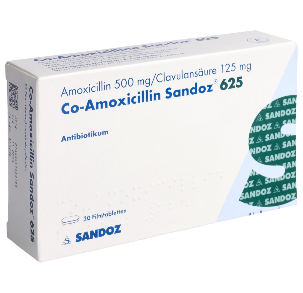 CO-AMOXICILLINE Sandoz cpr pell 625 mg 20 pce