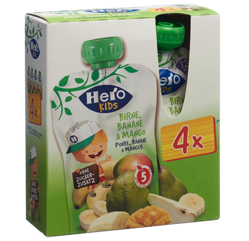 HERO Kids Smoothie poire ban mangue Quat 4 x 120 g