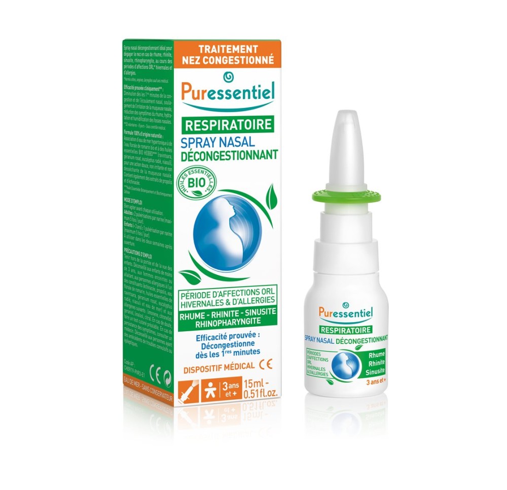 PURESSENTIEL spray nasal décong respi 15 ml
