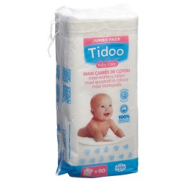TIDOO Maxi carrés de coton familial bio 80 pce