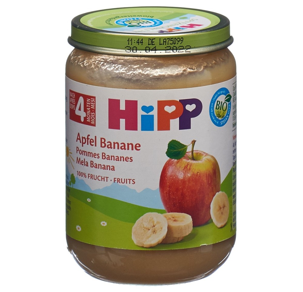 HIPP pommes bananes verre 190 g