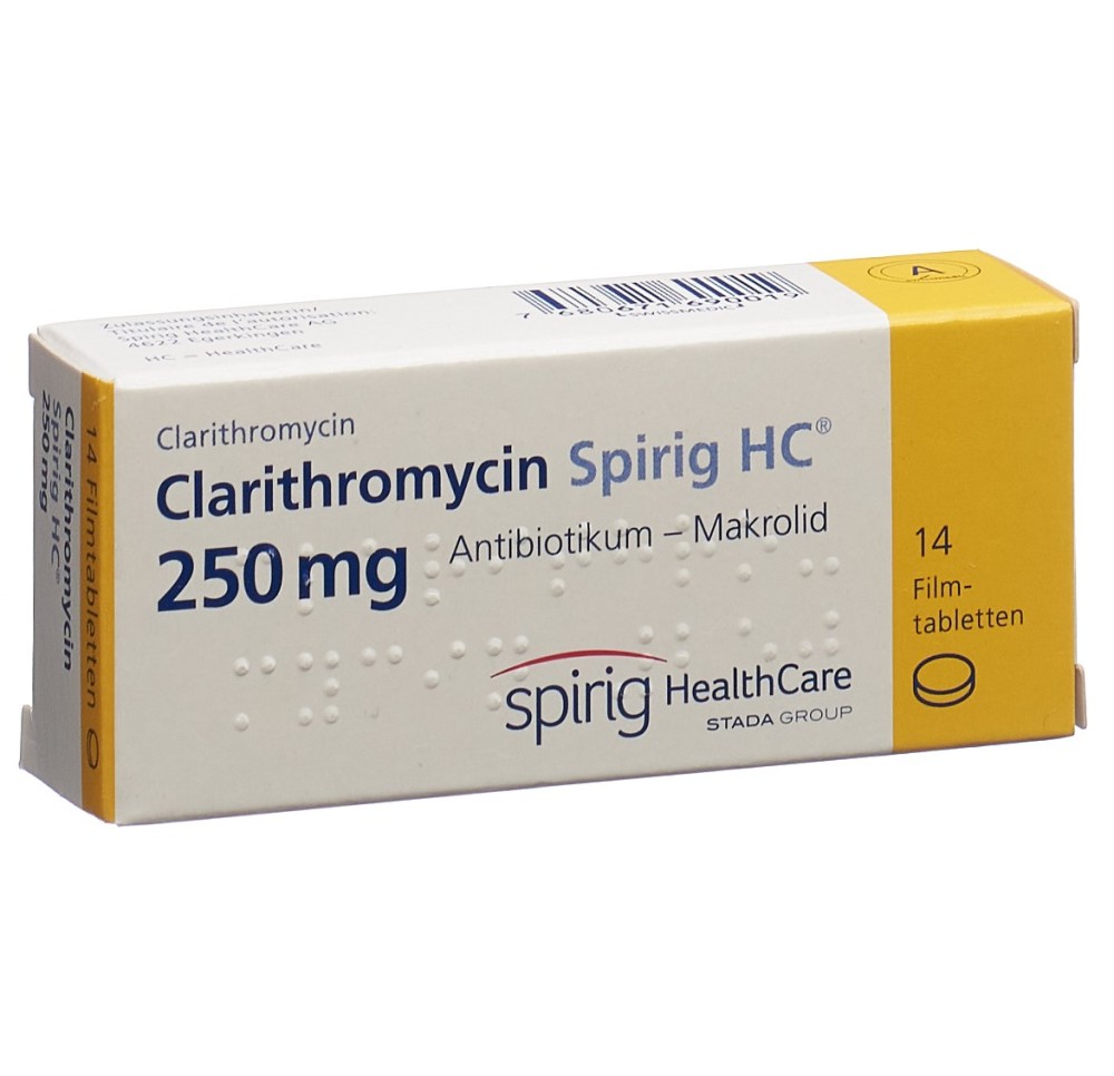 CLARITHROMYCINE Spirig HC cpr pell 250 mg 14 pce