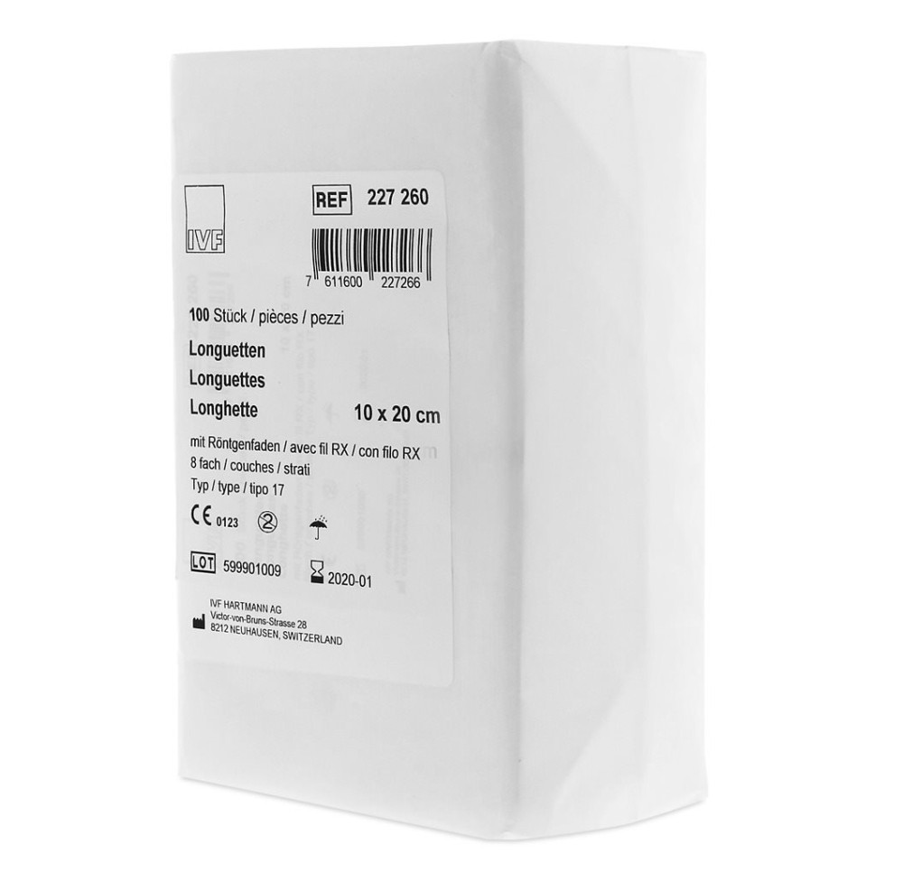 IVF compr pliées RX T17 10x10cm 16cou 100 pce