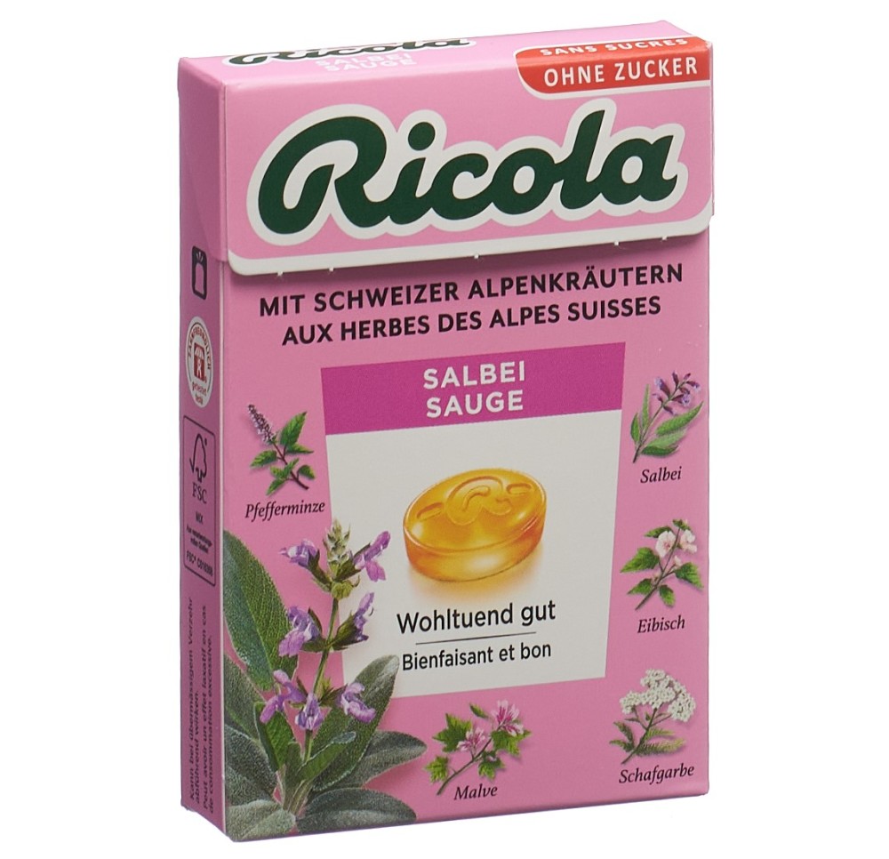 RICOLA sauge bonbons s sucre av stevia box 50 g