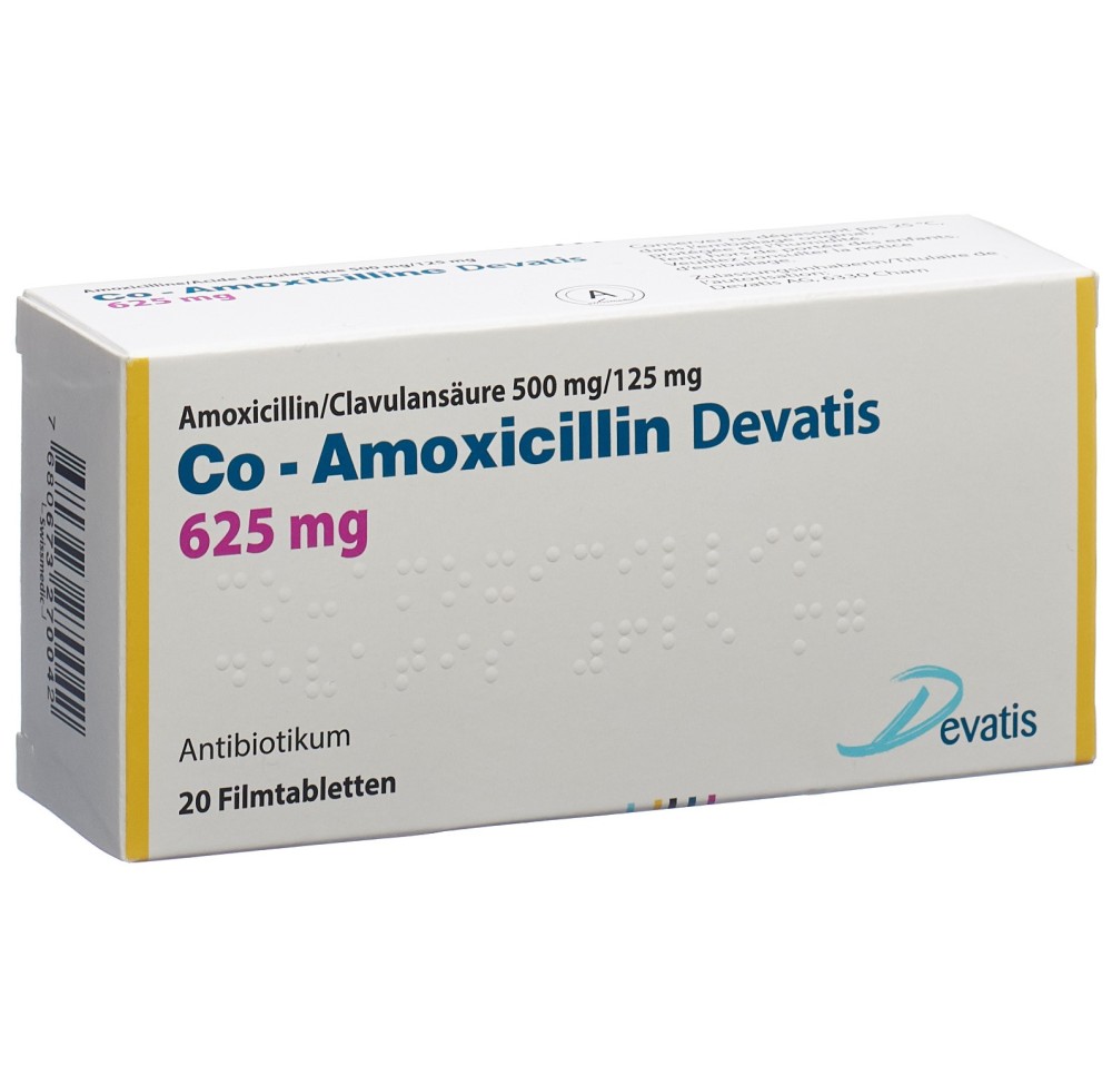 CO-AMOXICILLINE Devatis cpr pell 625 mg 20 pce