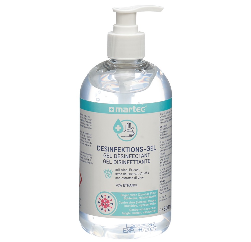 MARTEC Gel désinfectant pour mains pompe 500 ml