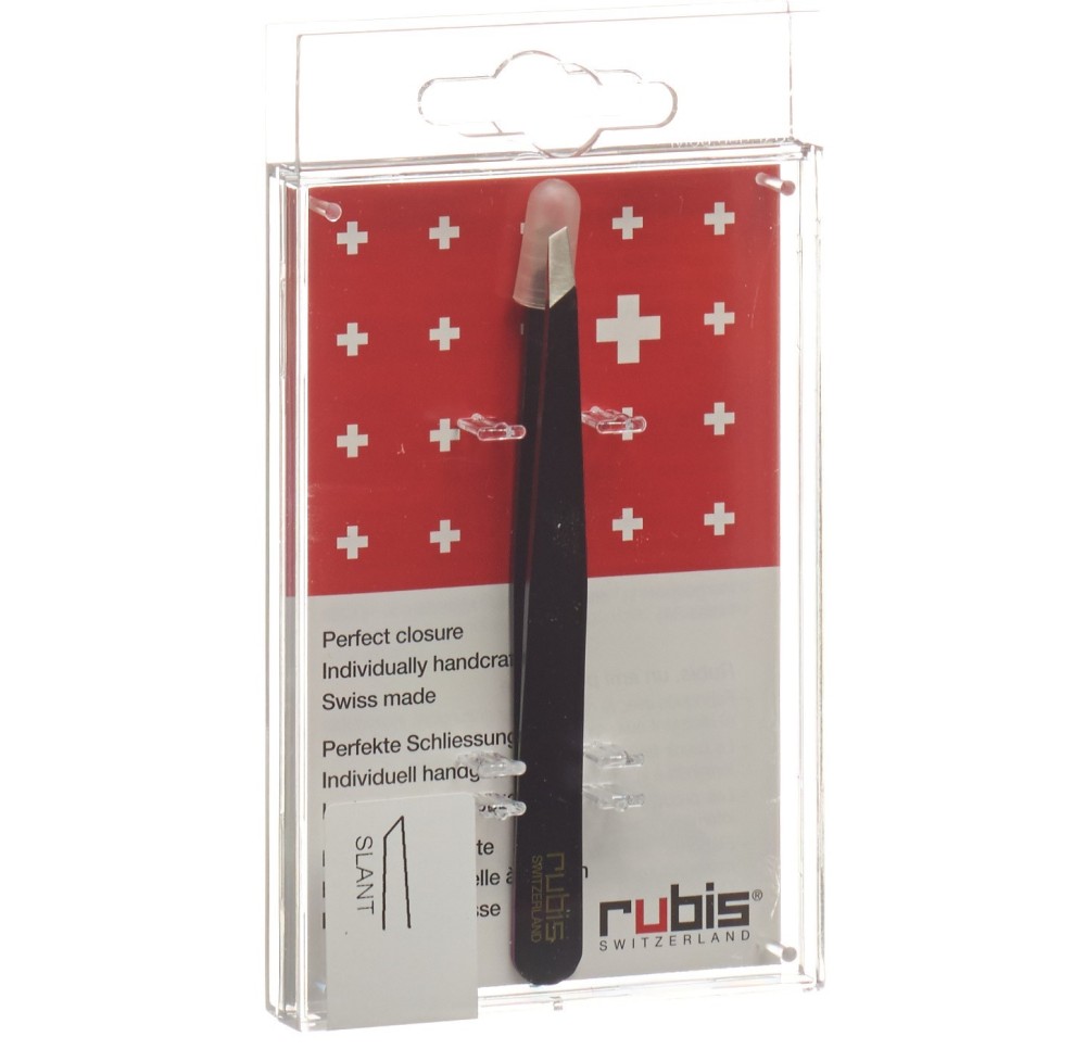 RUBIS pincette biseautée noire inox