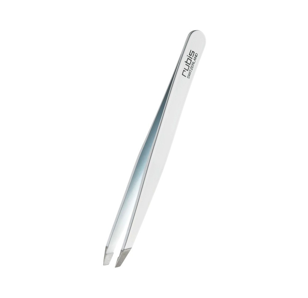 RUBIS pincette biseautée blanche inox