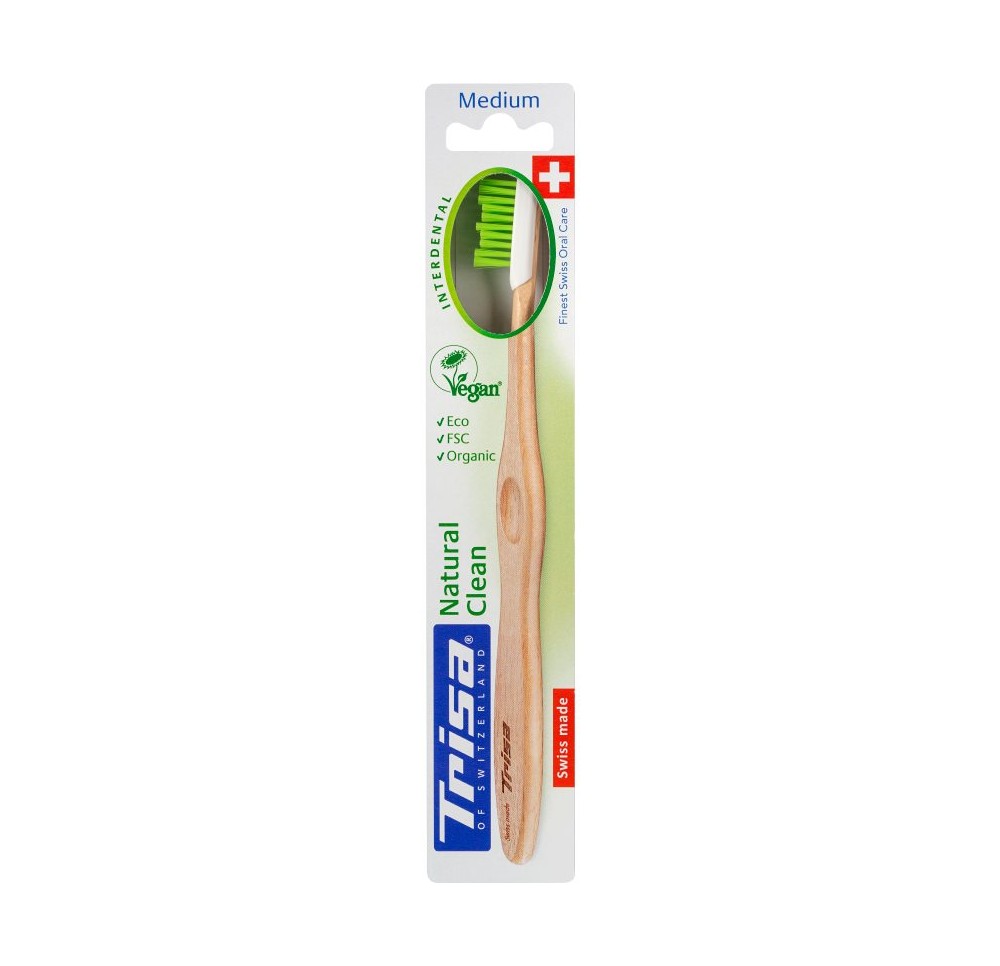 TRISA Natural Clean brosse à dents en bois medium