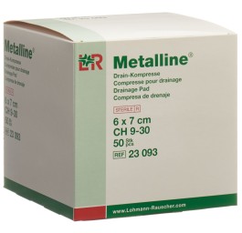 METALLINE compresse drainage 6x7cm stérile 50 pce