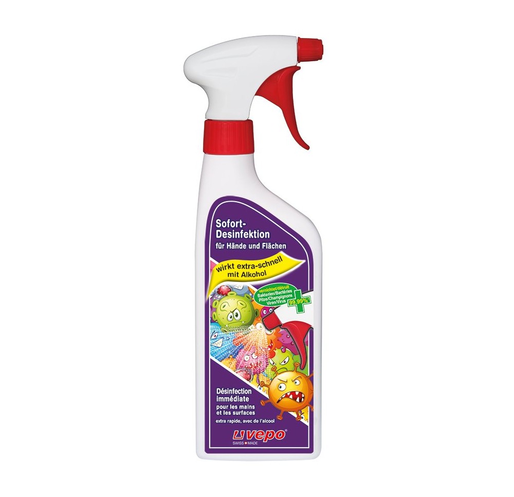 VEPO désinfect immédiate mains surfaces spr 500 ml