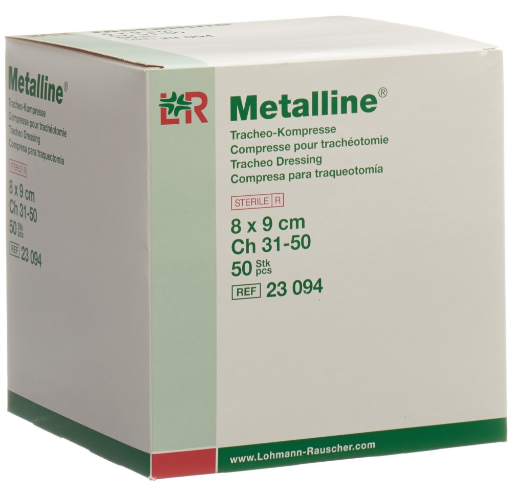 METALLINE compresse trachéotomie 8x9cm stér 50 pce