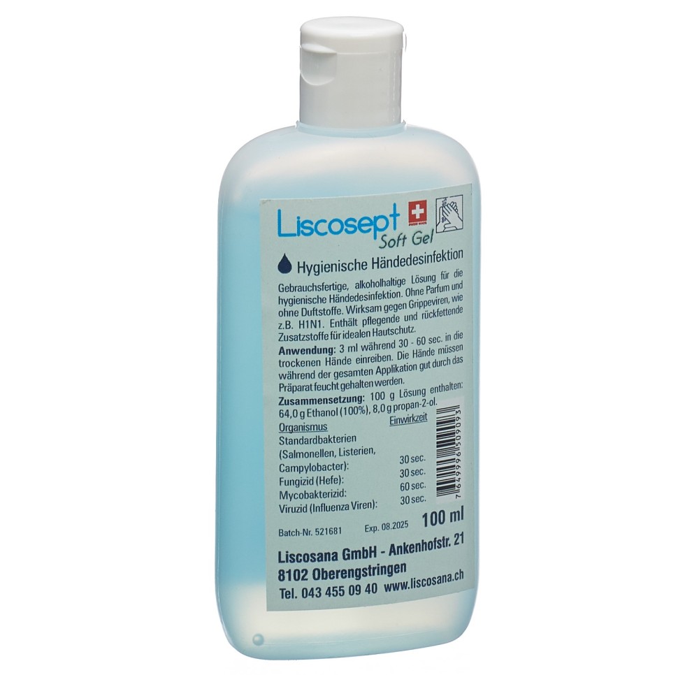 LISCOSEPT Soft Gel désinfect mains clap fer 100 ml