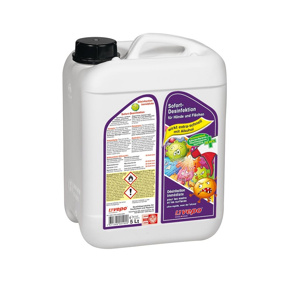 VEPO désinfect immédiate mains surfaces 5 lt