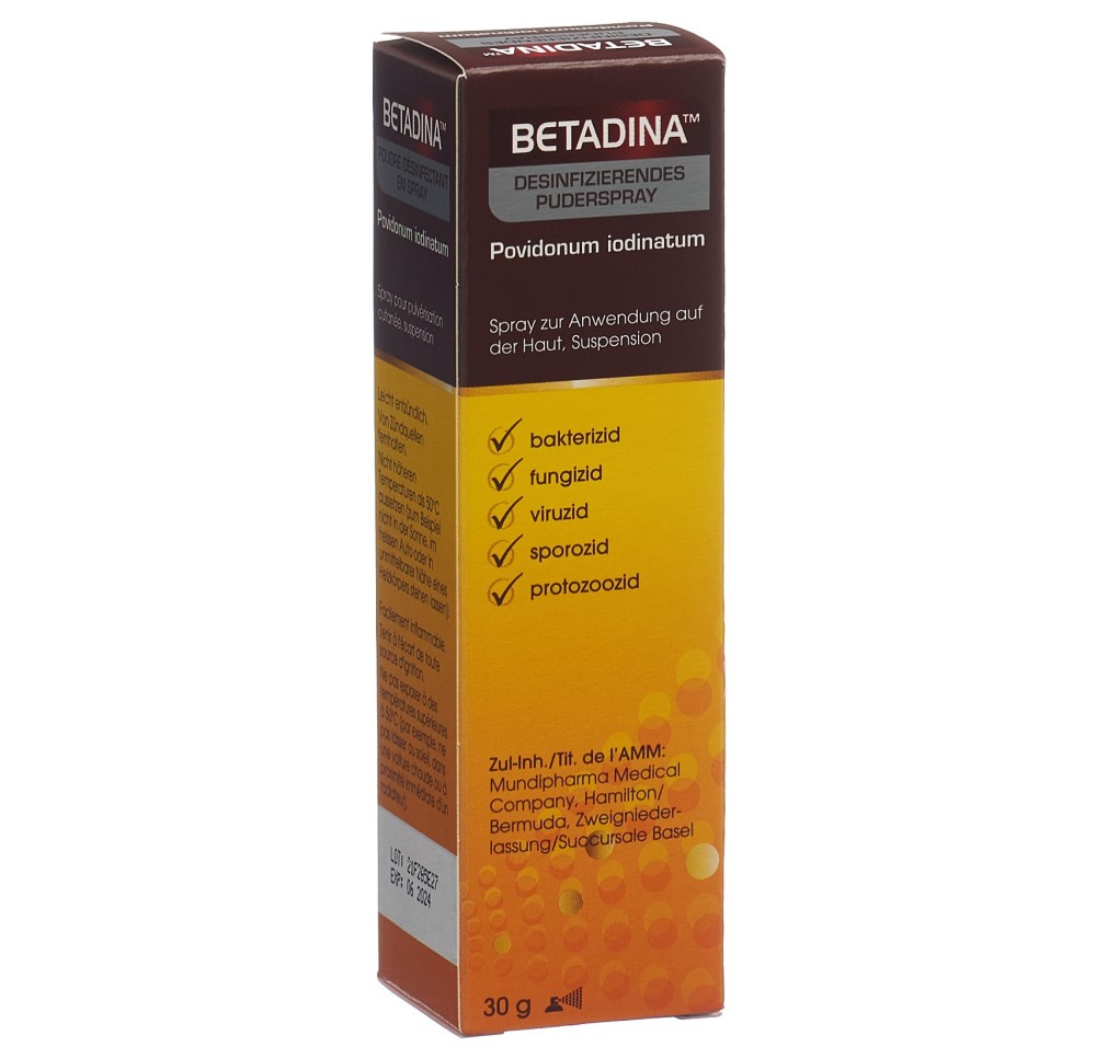 BETADINA poudre désinfectante en spray 30 g