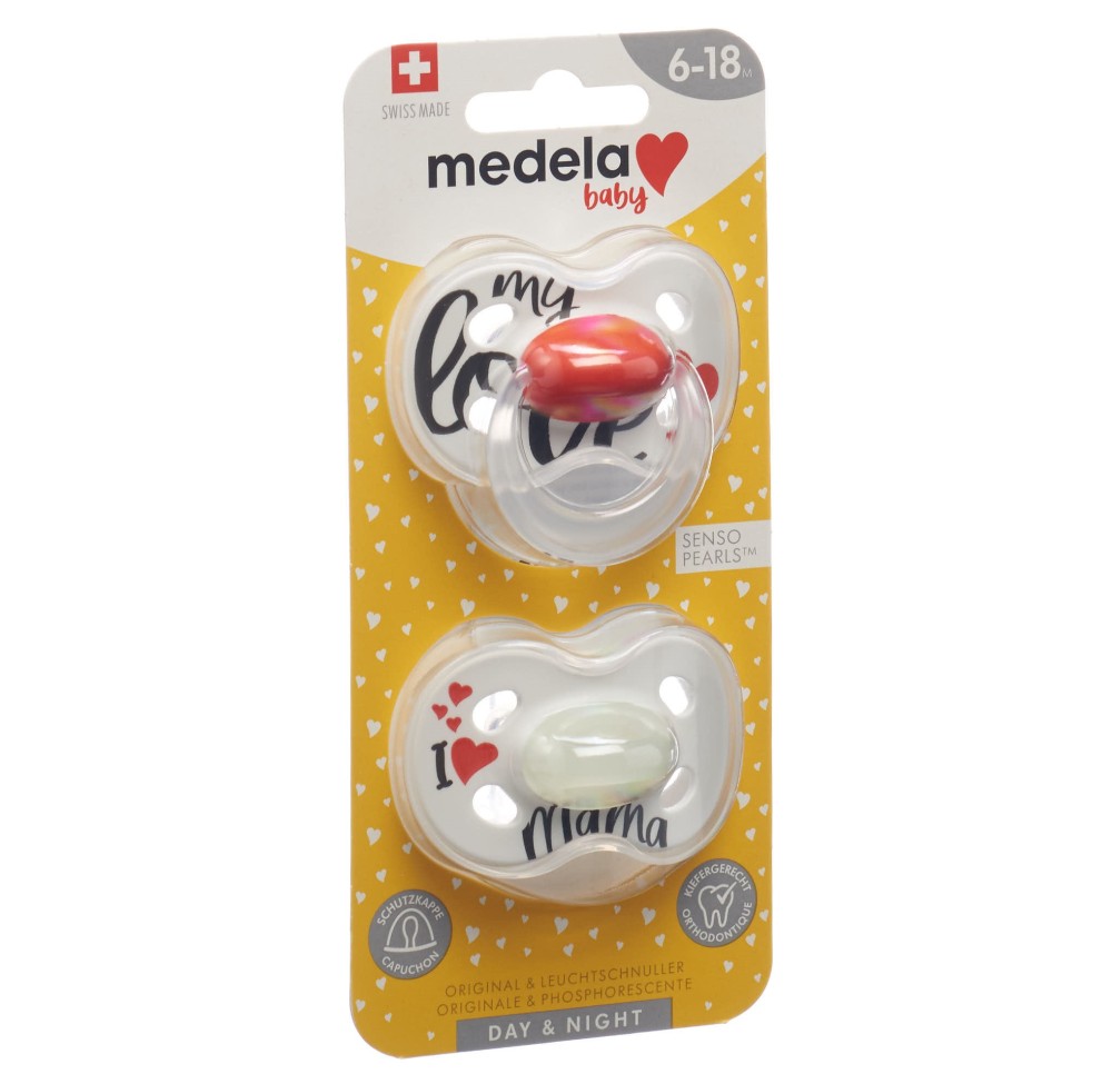 MEDELA Baby Sucette Day&Night 6-18 Sig Love 2 pce
