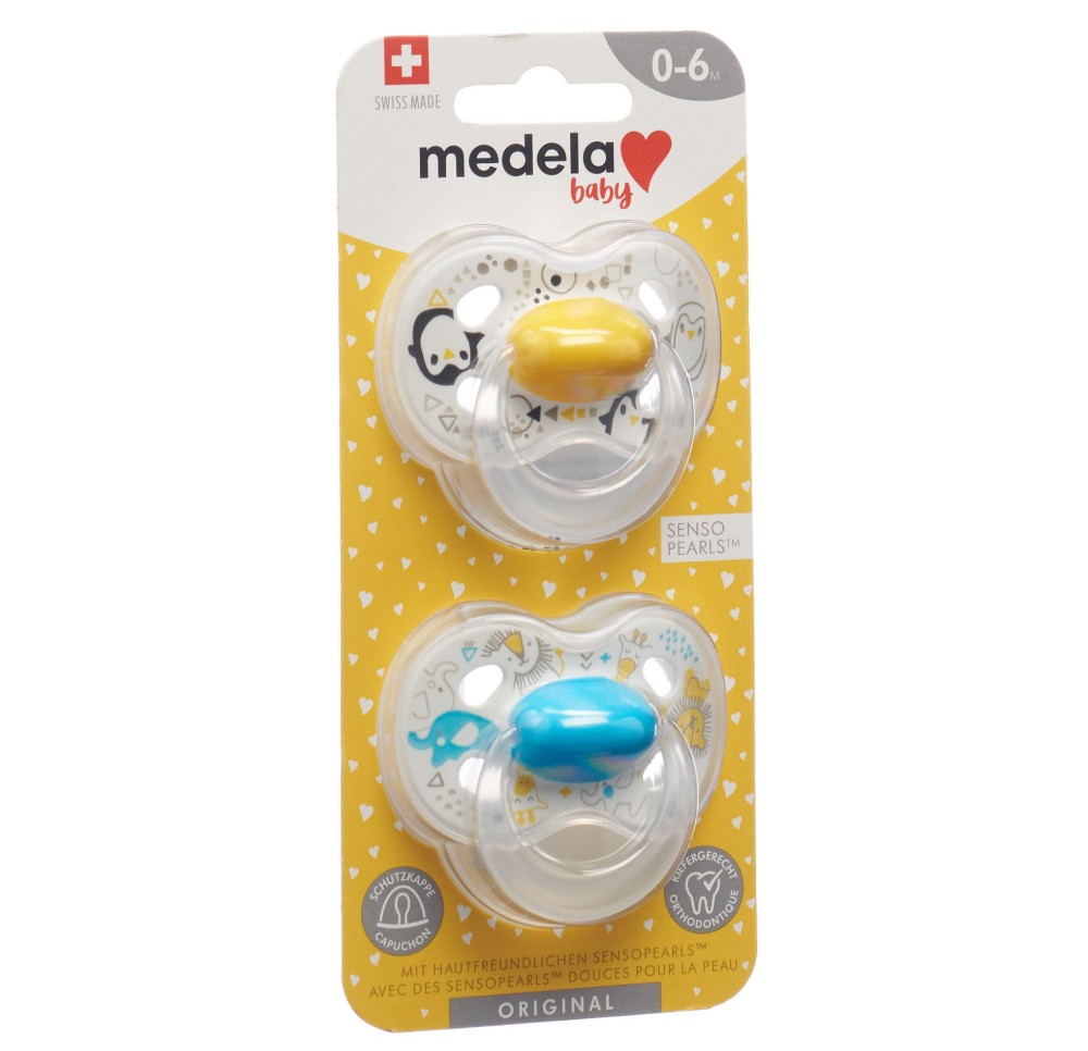 MEDELA Baby Sucette Original 0-6 jaune bleu 2 pce