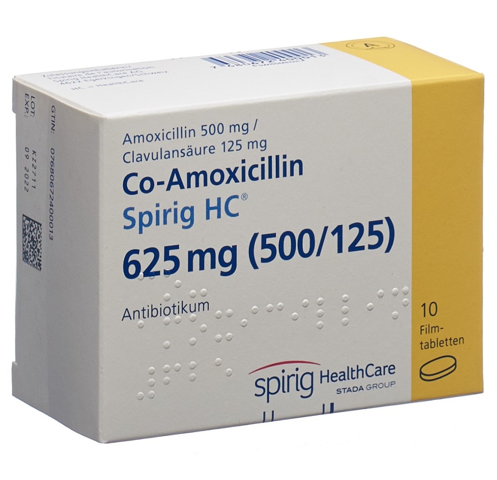 CO-AMOXICILLINE Spirig HC cpr pell 625 mg 10 pce