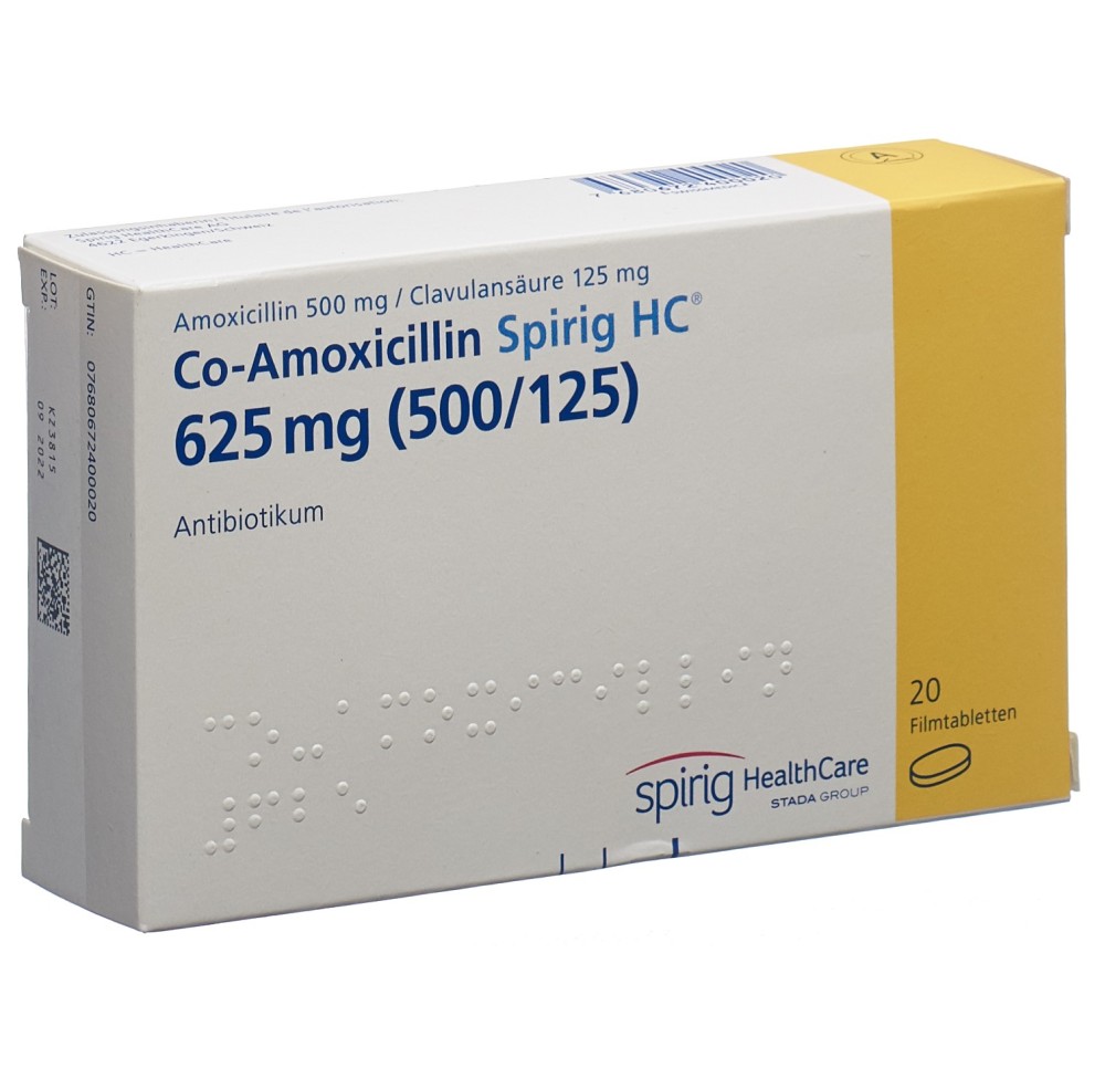 CO-AMOXICILLINE Spirig HC cpr pell 625 mg 20 pce