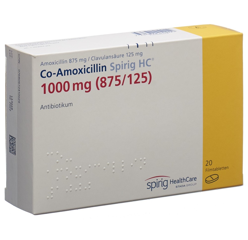 CO-AMOXICILLINE Spirig HC cpr pell 1000 mg 20 pce