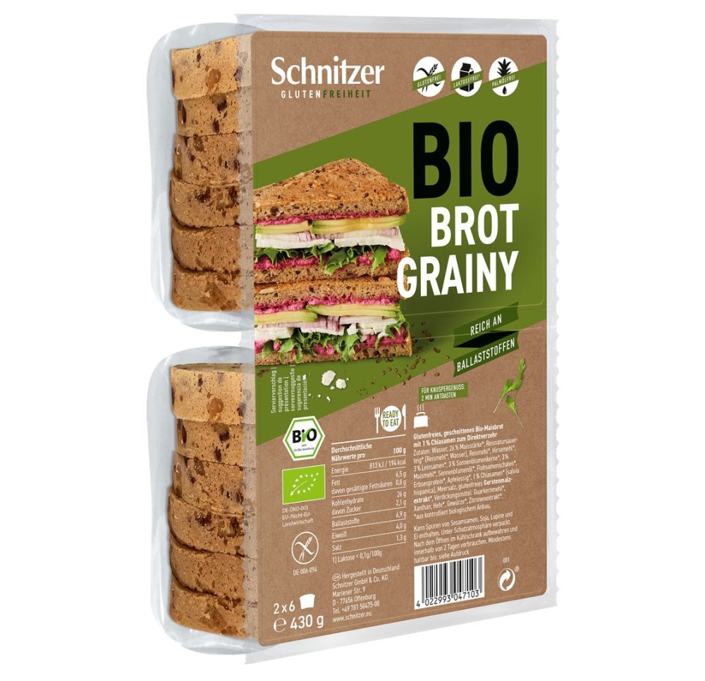 SCHNITZER Bio bread'n toast grainy 4 sach 430 g