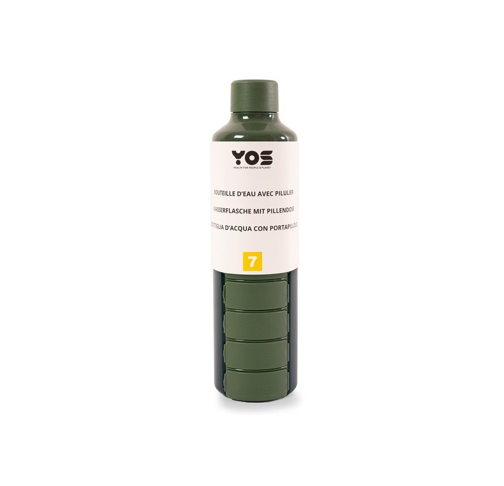 YOS Bottle semainier 375ml avec 7cases vert