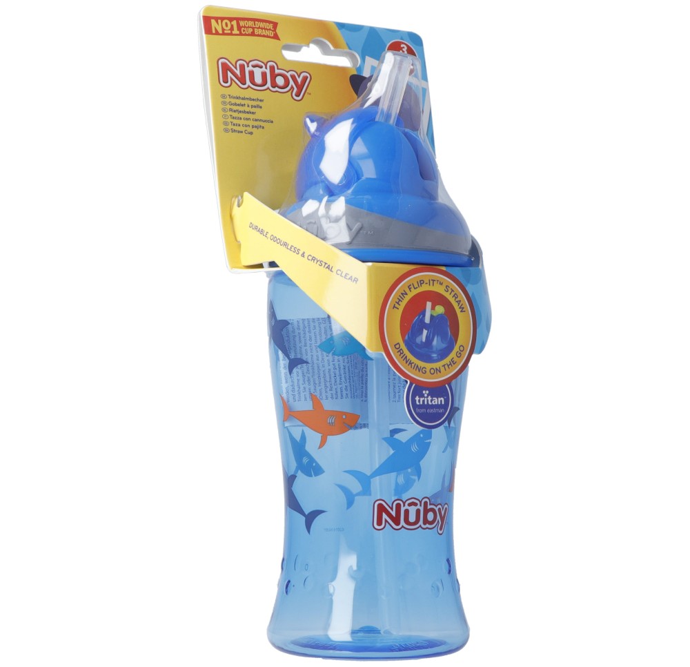 NUBY tasse à paille Flip-It TRITAN 360ml BLEUE