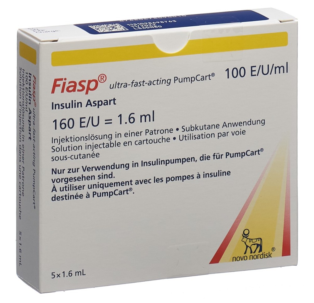 FIASP PumpCart sol inj 100 U/ml 5 cartouche 1.6 ml