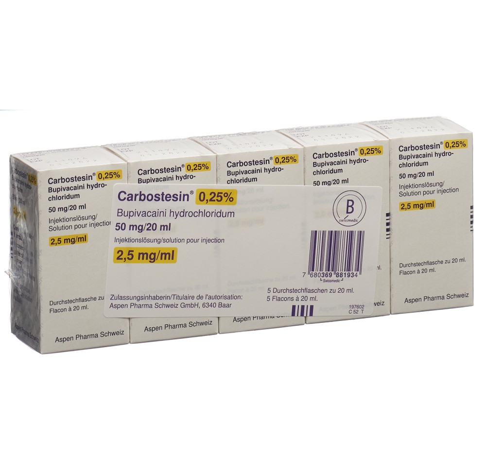 CARBOSTESIN 0.25% sol inj 50 mg/20ml 5 amp 20 ml