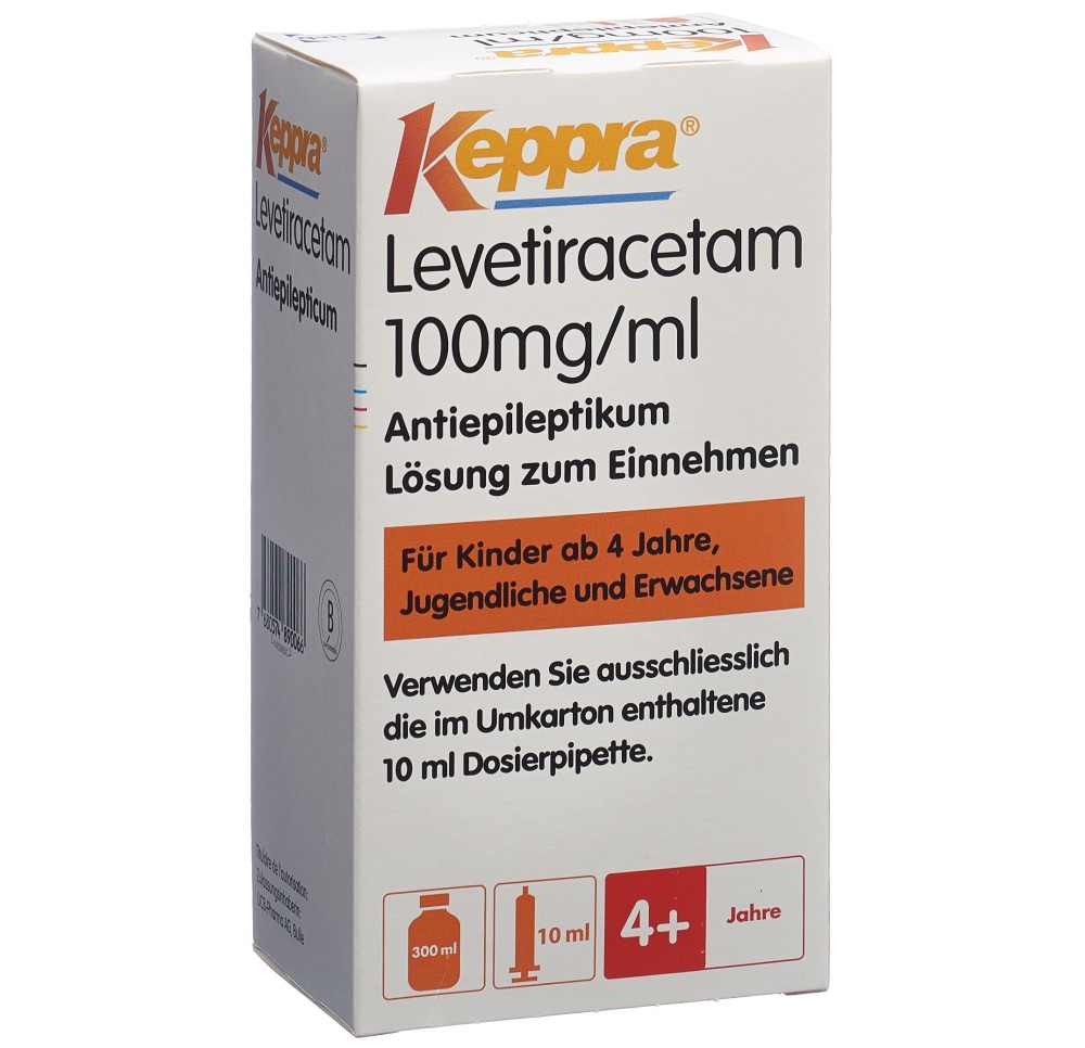 KEPPRA sol 100 mg/ml seringue dos 10 ml fl 300 ml