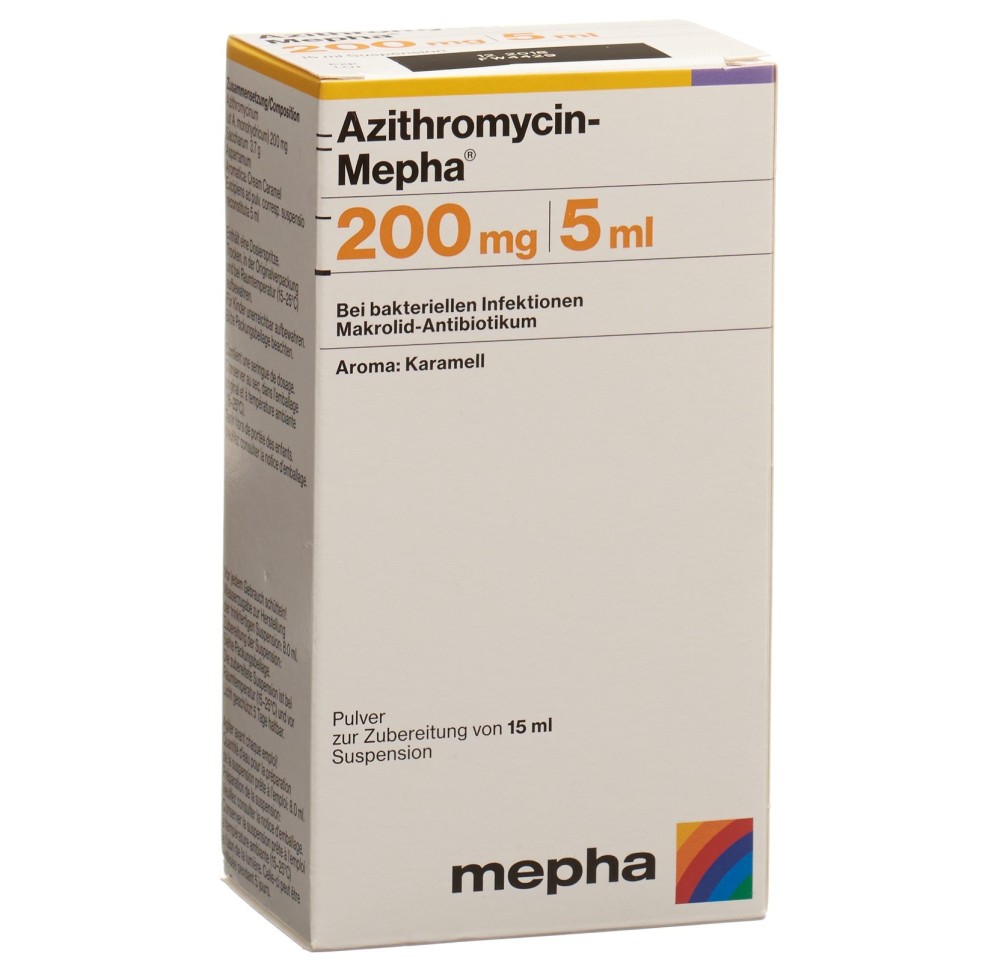 AZITHROMYCIN Mepha pdr 200 mg/5ml p susp 15 ml