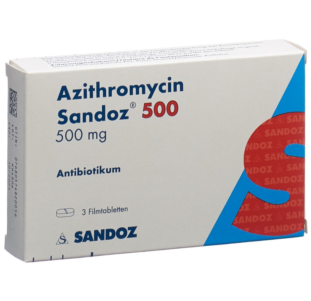 AZITHROMYCINE Sandoz cpr pell 500 mg 3 pce