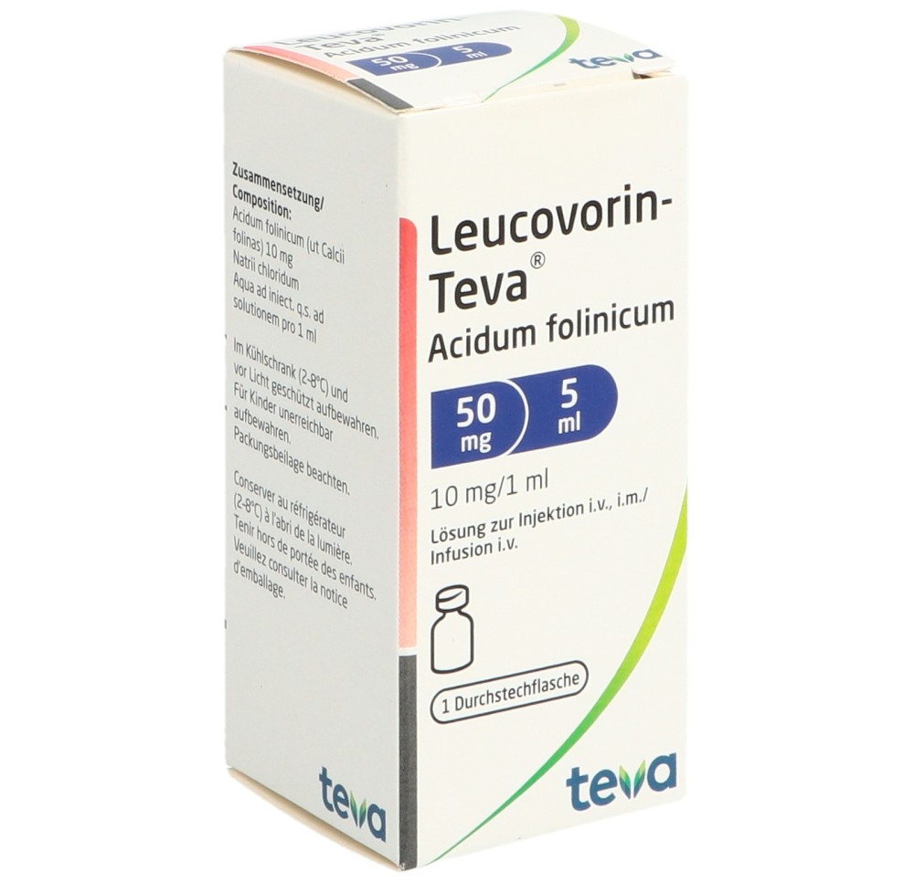 LEUCOVORIN Teva sol inj 50 mg/5ml flac 5 ml
