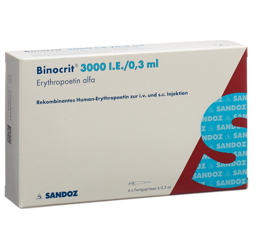 BINOCRIT sol inj 3000 UI/0.3ml 6 ser pré 0.3 ml