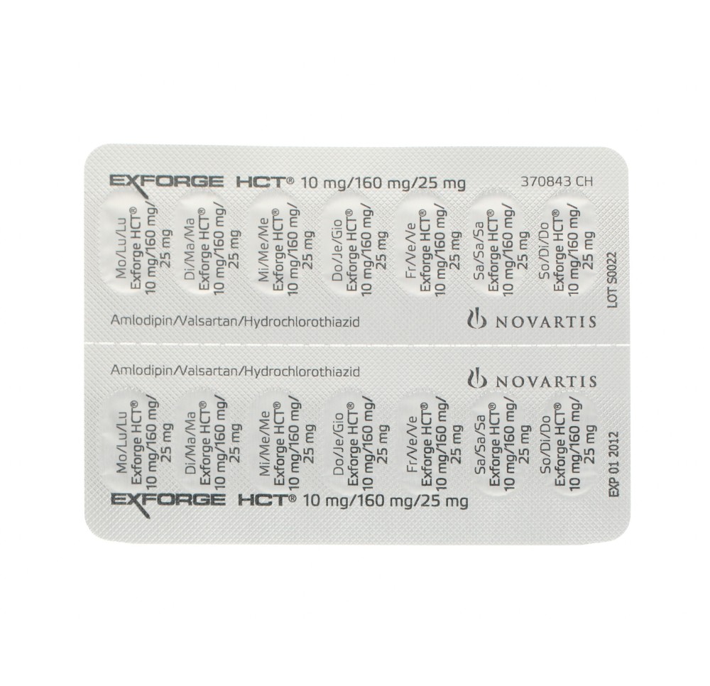 EXFORGE HCT cpr pell 10mg/160mg/25mg 98 pce