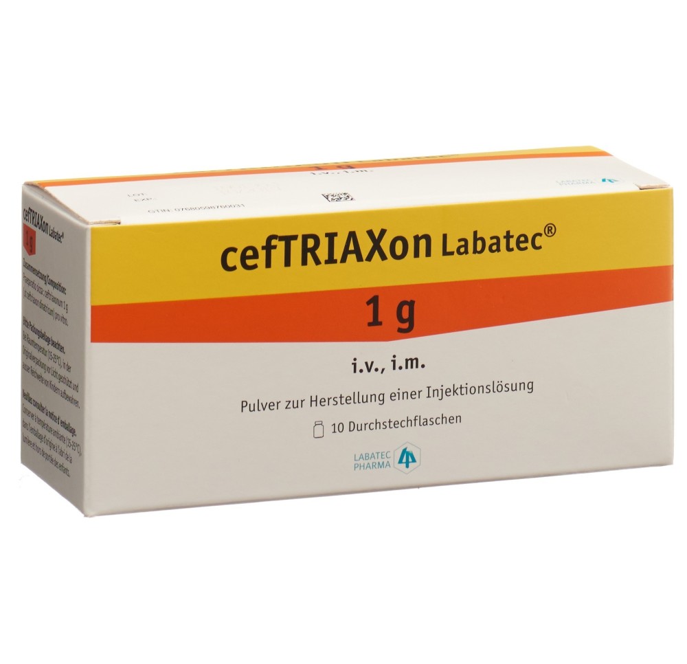 CEFTRIAXON Labatec subst sèche 1 g flac 10 pce