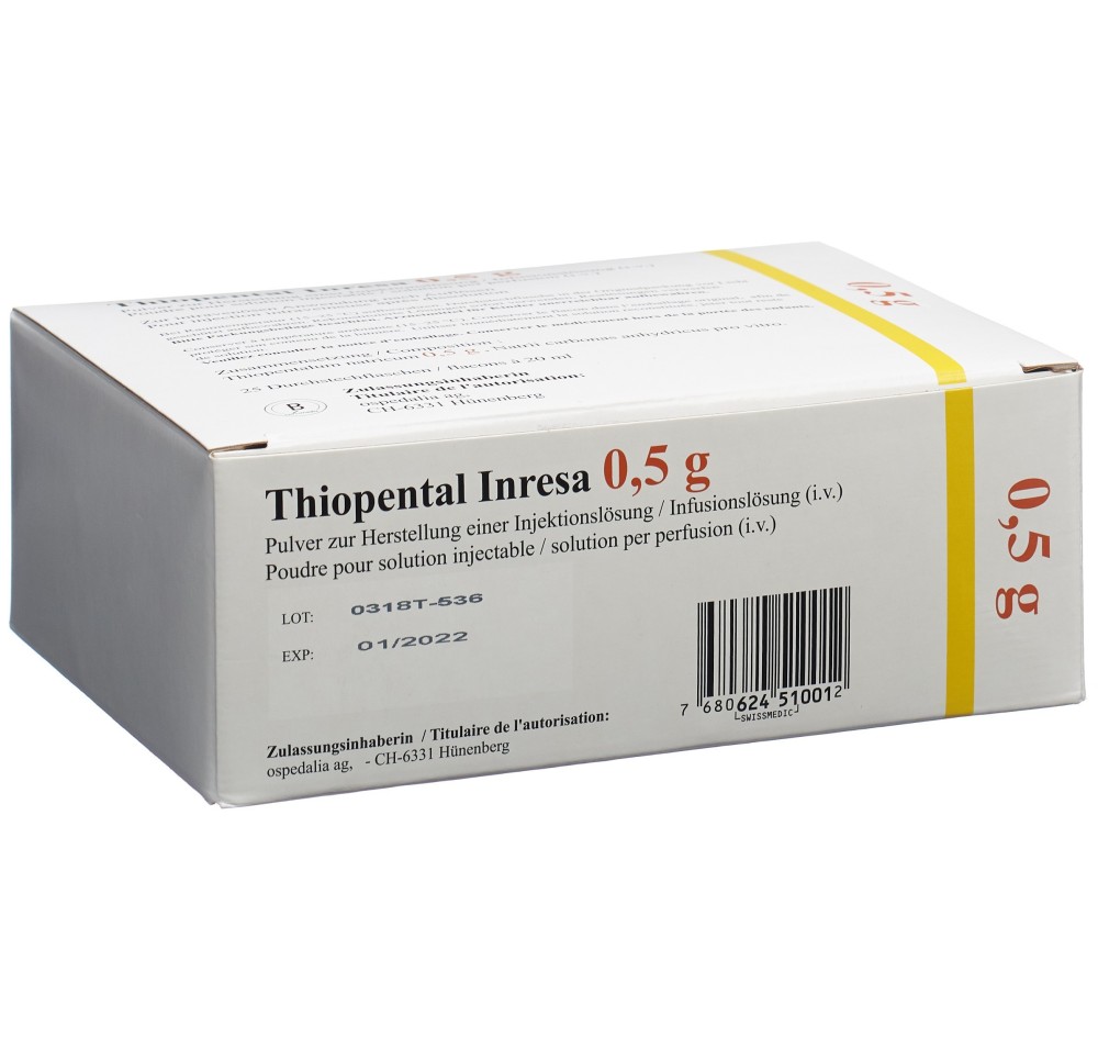 THIOPENTAL INRESA subst sèche 0.5 g flac 25 pce