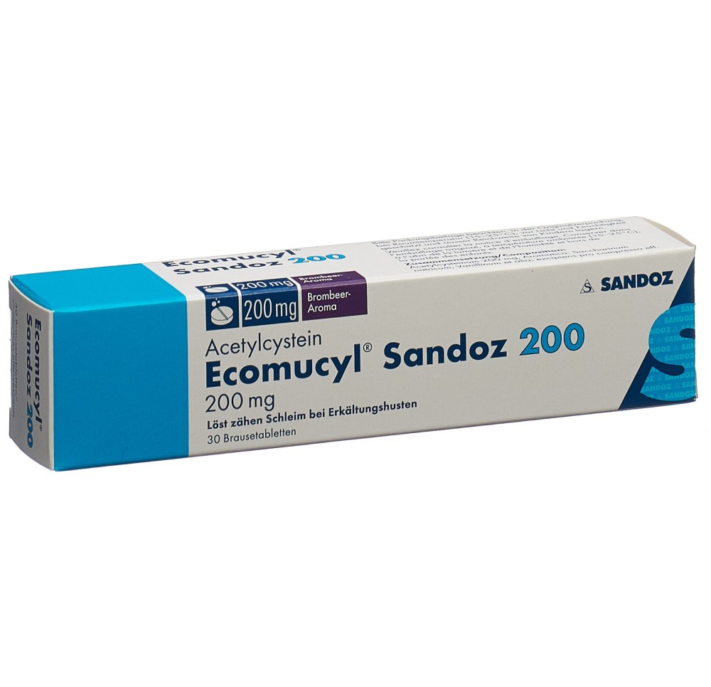 ECOMUCYL Sandoz cpr eff 200 mg bte 30 pce