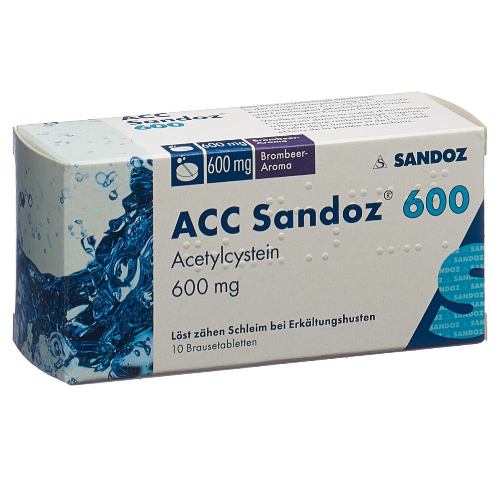 ACC Sandoz cpr eff 600 mg arôme mûre 10 pce