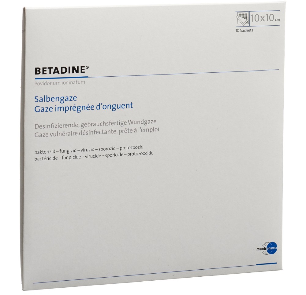 BETADINE gaze onguent 10x10cm 10 pce