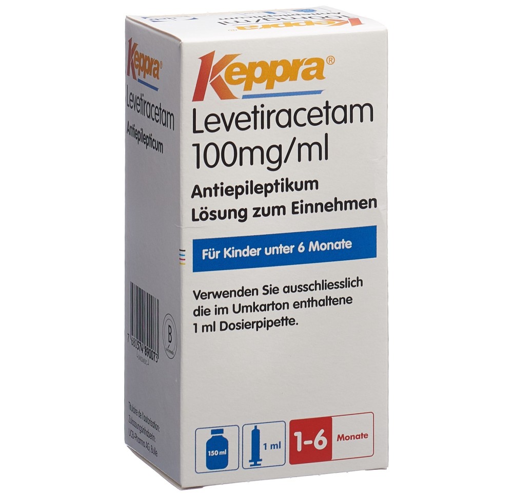KEPPRA sol 100 mg/ml seringue dos 1 ml fl 150 ml