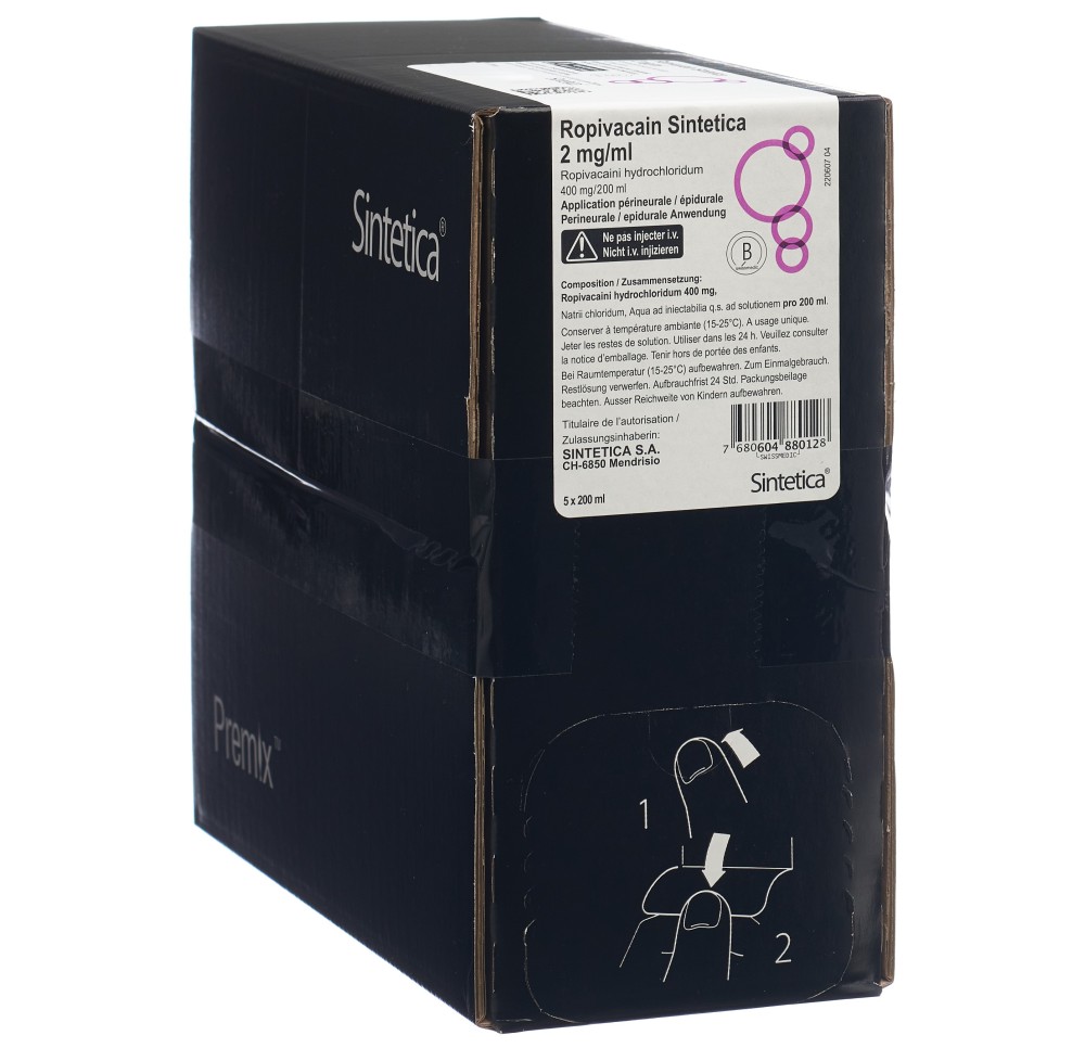 ROPIVACAIN Sintetica 2 mg/ml 200ml poche 5 pce