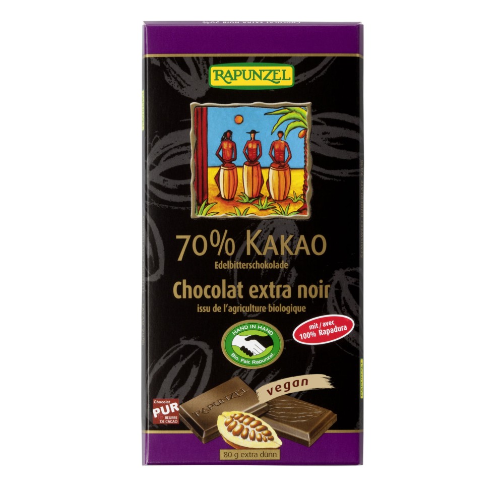RAPUNZEL chocolat amer-surfin 70 % 80 g