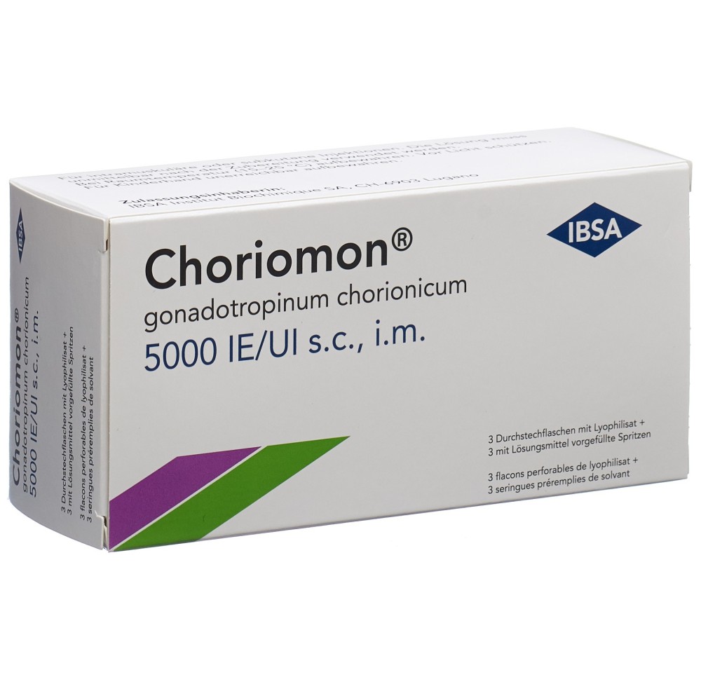 CHORIOMON 5000 UI c solv (seringue) flac 3 pce
