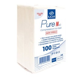 LCH compresse 7.5x7.5cm 4p nst blanc 100 pce