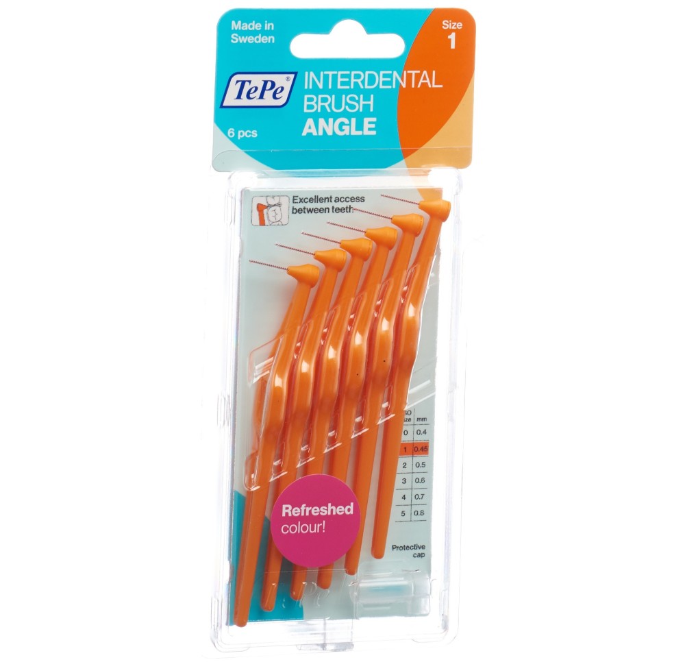 TEPE Angle brosse interdentaire 0.45mm oran 6 pce