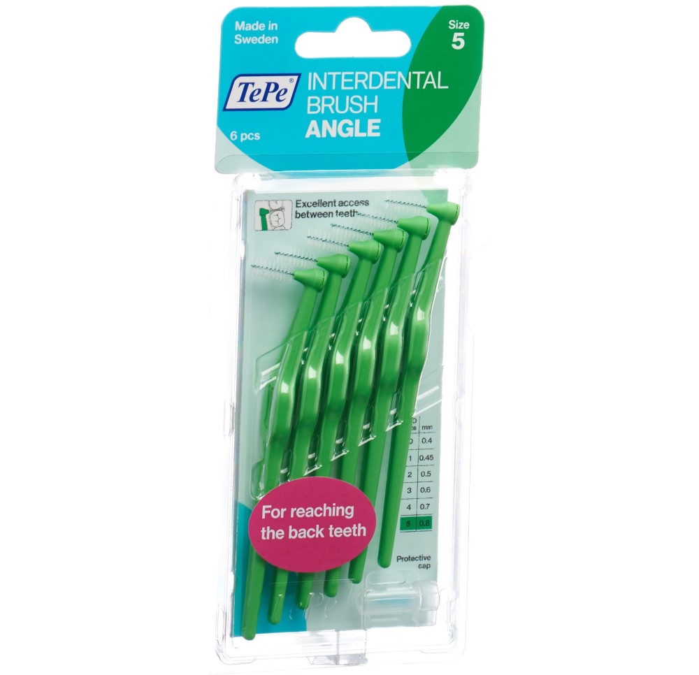 TEPE Angle brosse interdentaire 0.8mm vert 6 pce