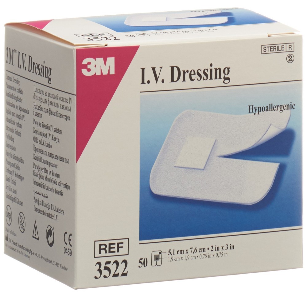 3M MEDIPORE fixation canule iv 5.1x7.6cm st 50 pce