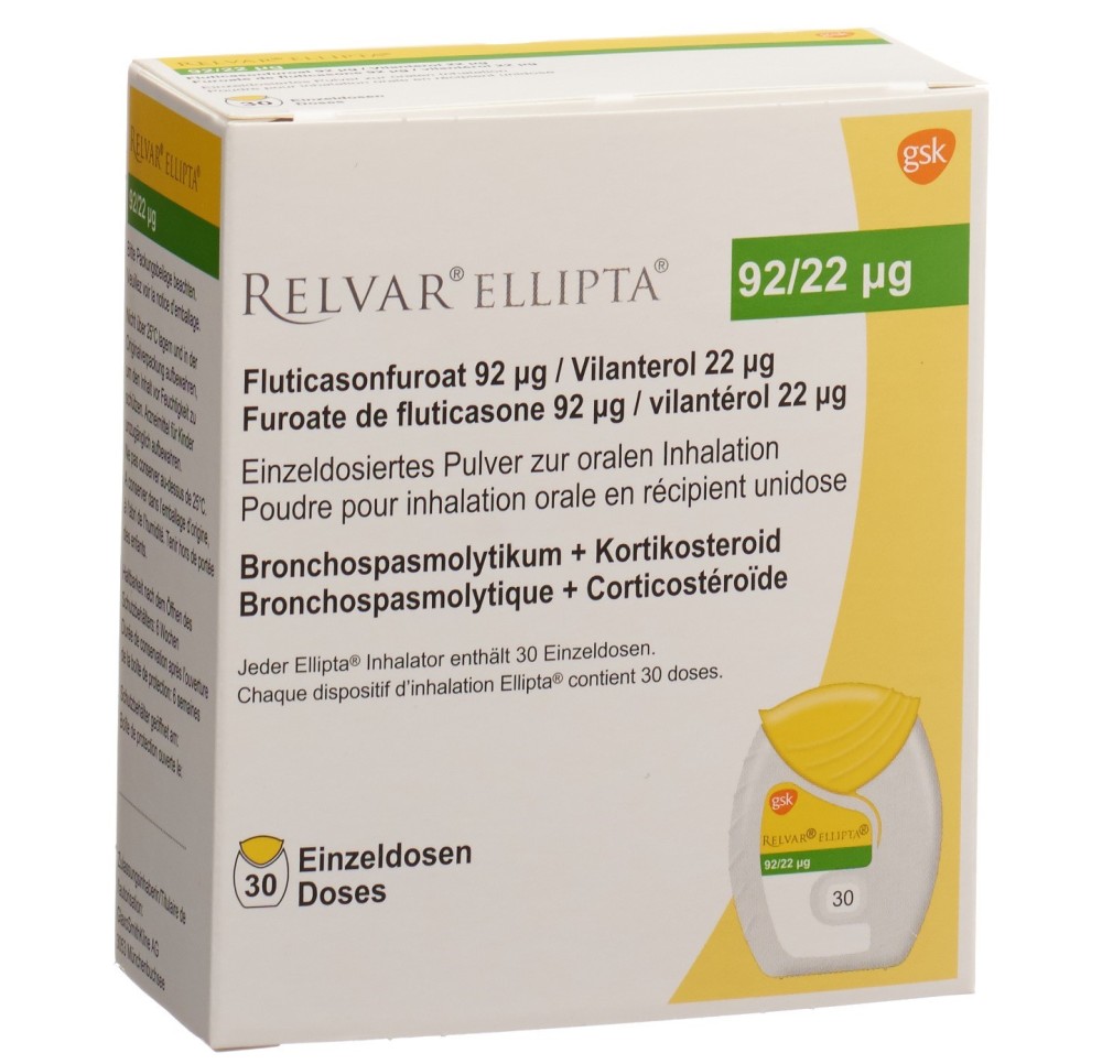 RELVAR ELLIPTA pdr inh 92mcg/22mcg 30 dos
